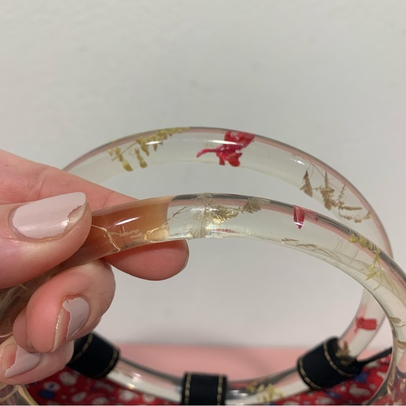 Bongo Black Handbag y2k Plastic handle dried flowers - Picture 5 of 10